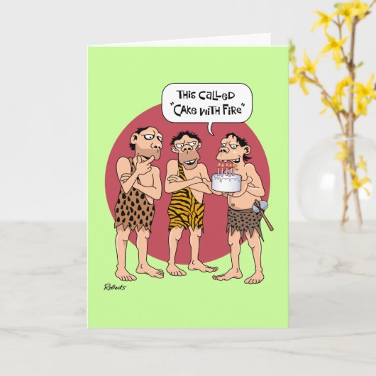 Funny Cavemen Birthday Karte (Gelbe Blume)