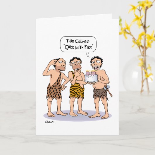 Funny Cavemen Geburtstag Karte (Gelbe Blume)