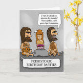 Funny Cavemen und Cavewoman warten auf Feuer Gebur Karte (Gelbe Blume)