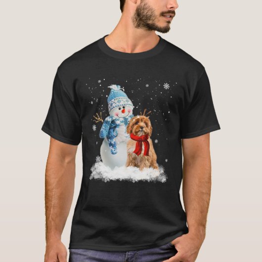 Funny Cavoodle Christmas Snowman Christmas Pajama T-Shirt (Vorderseite)