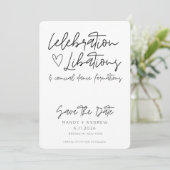 Funny Celebration Libatations Foto Hochzeit Save The Date (Stehend Vorderseite)