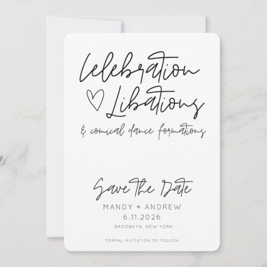 Funny Celebration Libatations Foto Hochzeit Save The Date (Vorderseite)