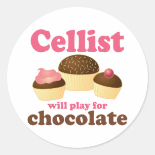 Funny Cello Chocolate Design Runder Aufkleber