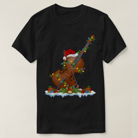 Funny Cello Music Lover Xmas Lighting Santa Cello T-Shirt (Design vorne)