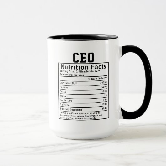 Funny CEO Nutrition Facts Business Leader Gift Tasse (Rechts)