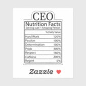 Funny CEO Nutrition Facts, Geschenk für CEO Aufkleber (Blatt)