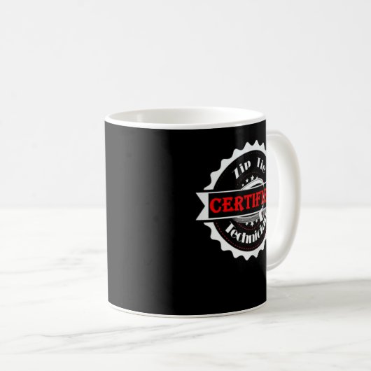 Funny Certified Zip Krawatte Techniker Mechanische Kaffeetasse (VorderseiteRechts)