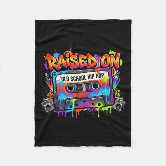 Funny Cette Graffiti 80s 90s Raised On Old School Fleecedecke (Vorderseite)