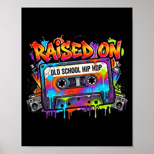 Funny Cette Graffiti 80s 90s Raised On Old School Poster (Vorne)