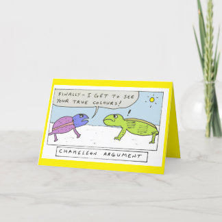 Funny chameleon birthday cartoon feiertagskarte