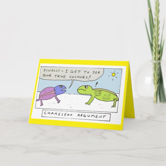 Funny chameleon birthday cartoon feiertagskarte (Vorderseite)