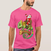 Funny Chameleon Lover Santa Riding Chameleon Chris T-Shirt (Vorderseite)