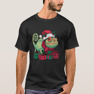 Funny Chameleon Lover Xmas Holiday Santa Chameleon T-Shirt