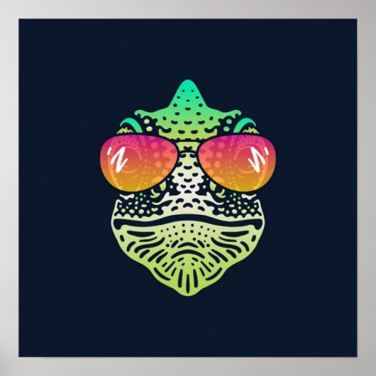 Funny Chameleon | Mit Sonnenbrille Mauer drucken Poster (Vorne)