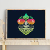 Funny Chameleon | Mit Sonnenbrille Mauer drucken Poster