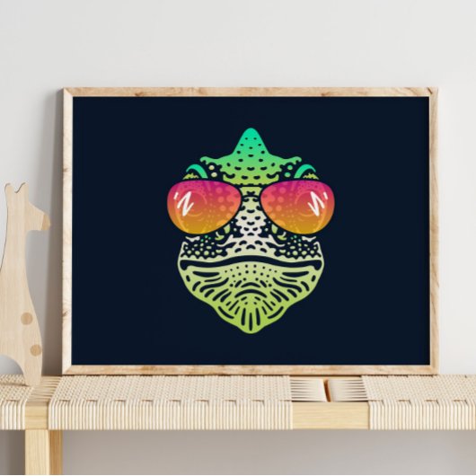 Funny Chameleon | Mit Sonnenbrille Mauer drucken Poster