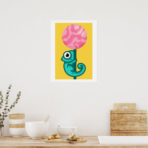 Funny Chameleon - Süße Tier Spielzimmer Poster