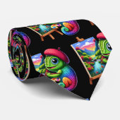 Funny Chameleons Malerei auf Öl-Leinwand Krawatte (Gerollt)