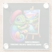 Funny Chameleons verstehen Farbtheorie Glasuntersetzer (Rückseite)