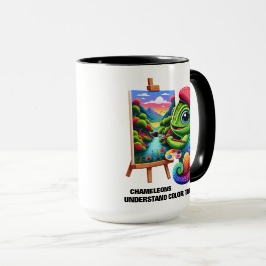 Funny Chameleons verstehen Farbtheorie Tasse (VorderseiteRechts)