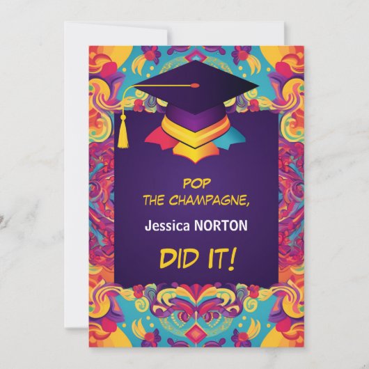 Funny Champagne & Confetti Bash Einladung (Vorderseite)