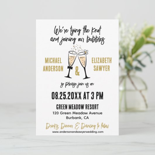 Funny Champagne Themed Flat Save the Date Card (Stehend Vorderseite)
