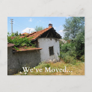 Funny Change Address Card Dilapidated Old House Ankündigungspostkarte