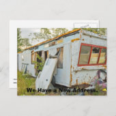 Funny Change of Address Card: Trailer Zuhause Ankündigungspostkarte (Vorne/Hinten)