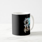 Funny Chaotic Raccoon Howling At 67 Cosmic Six Sev Kaffeetasse (VorderseiteRechts)