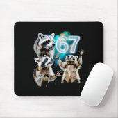 Funny Chaotic Raccoon Howling At 67 Cosmic Six Sev Mousepad (Mit Mouse)