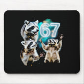Funny Chaotic Raccoon Howling At 67 Cosmic Six Sev Mousepad (Vorne)