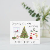 Funny chaotischer Hund Zuhause, der von einem weiß Postkarte (Stehend Vorderseite)