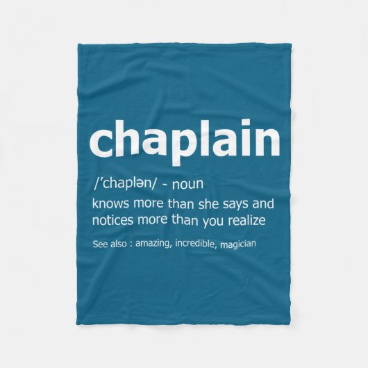 Funny Chaplain Definition New Job Gift For Chaplai Fleecedecke (Vorderseite)