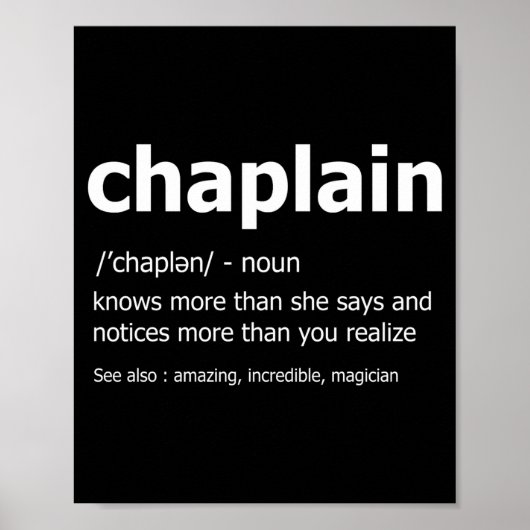 Funny Chaplain Definition New Job Gift For Chaplai Poster (Vorne)