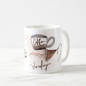 Funny Charding Coffeine Sketch Monogram Kaffeetasse (VorderseiteRechts)