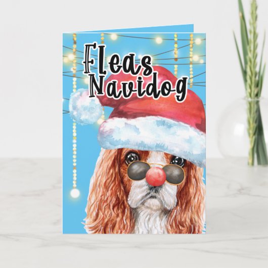 Funny Charles spaniel Christmas flehdog Karte (Vorderseite)