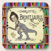 Funny Charlotte Bronte Saurus Dinosaur Buchleser Getränkeuntersetzer (Vorderseite)