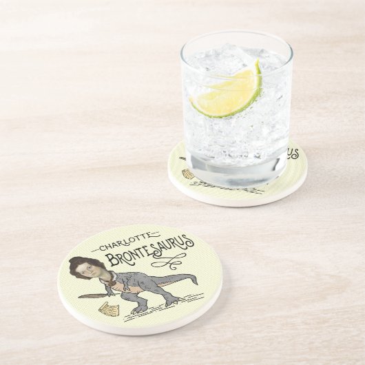 Funny Charlotte Bronte Saurus Dinosaur Buchleser Getränkeuntersetzer (Seite)