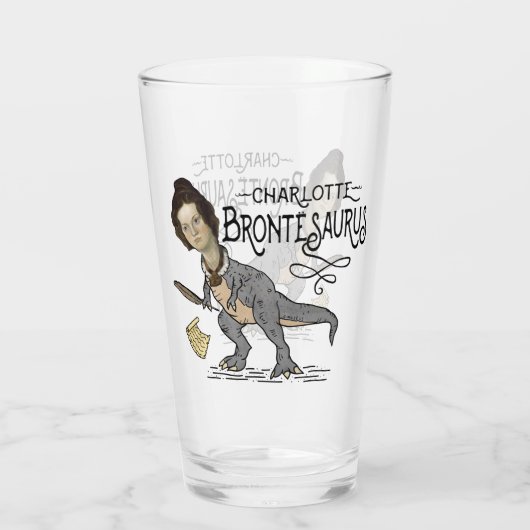 Funny Charlotte Bronte Saurus Dinosaur Buchleser Glas (Rückseite)