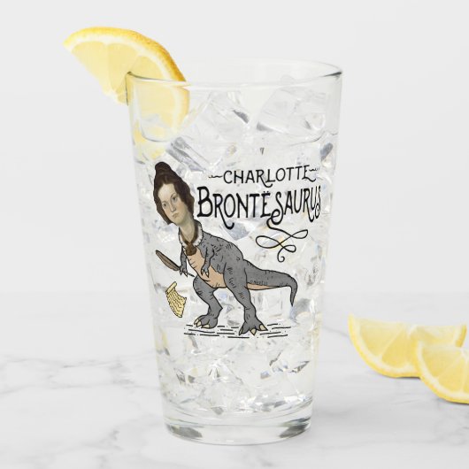 Funny Charlotte Bronte Saurus Dinosaur Buchleser Glas (Vorderseite Ice)