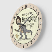Funny Charlotte Bronte Saurus Dinosaur Buchleser Große Wanduhr (Winkel)