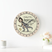 Funny Charlotte Bronte Saurus Dinosaur Buchleser Große Wanduhr (Zuhause)