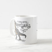 Funny Charlotte Bronte Saurus Dinosaur Buchleser Kaffeetasse (Vorderseite Links)