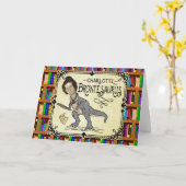 Funny Charlotte Bronte Saurus Dinosaur Buchleser Karte (Gelbe Blume)
