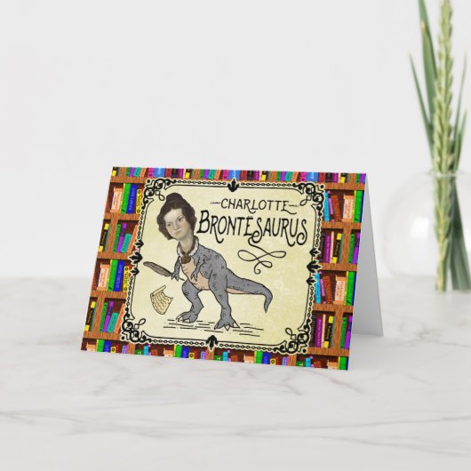 Funny Charlotte Bronte Saurus Dinosaur Buchleser Karte (Vorderseite)