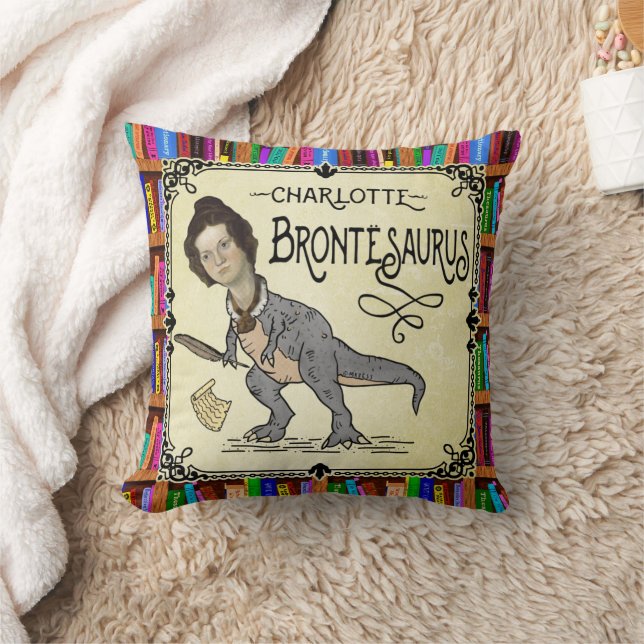 Funny Charlotte Bronte Saurus Dinosaur Buchleser Kissen (Decke)