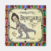 Funny Charlotte Bronte Saurus Dinosaur Buchleser Magnet (Vorne)