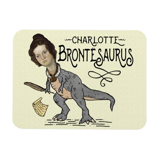 Funny Charlotte Bronte Saurus Dinosaur Buchleser Magnet (Horizontal)