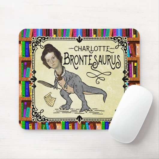 Funny Charlotte Bronte Saurus Dinosaur Buchleser Mousepad (Mit Mouse)