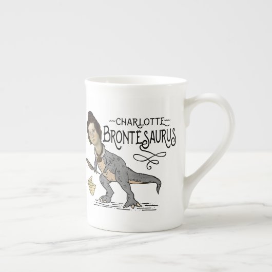 Funny Charlotte Bronte Saurus Dinosaur Buchleser Porzellantasse (Rechts)